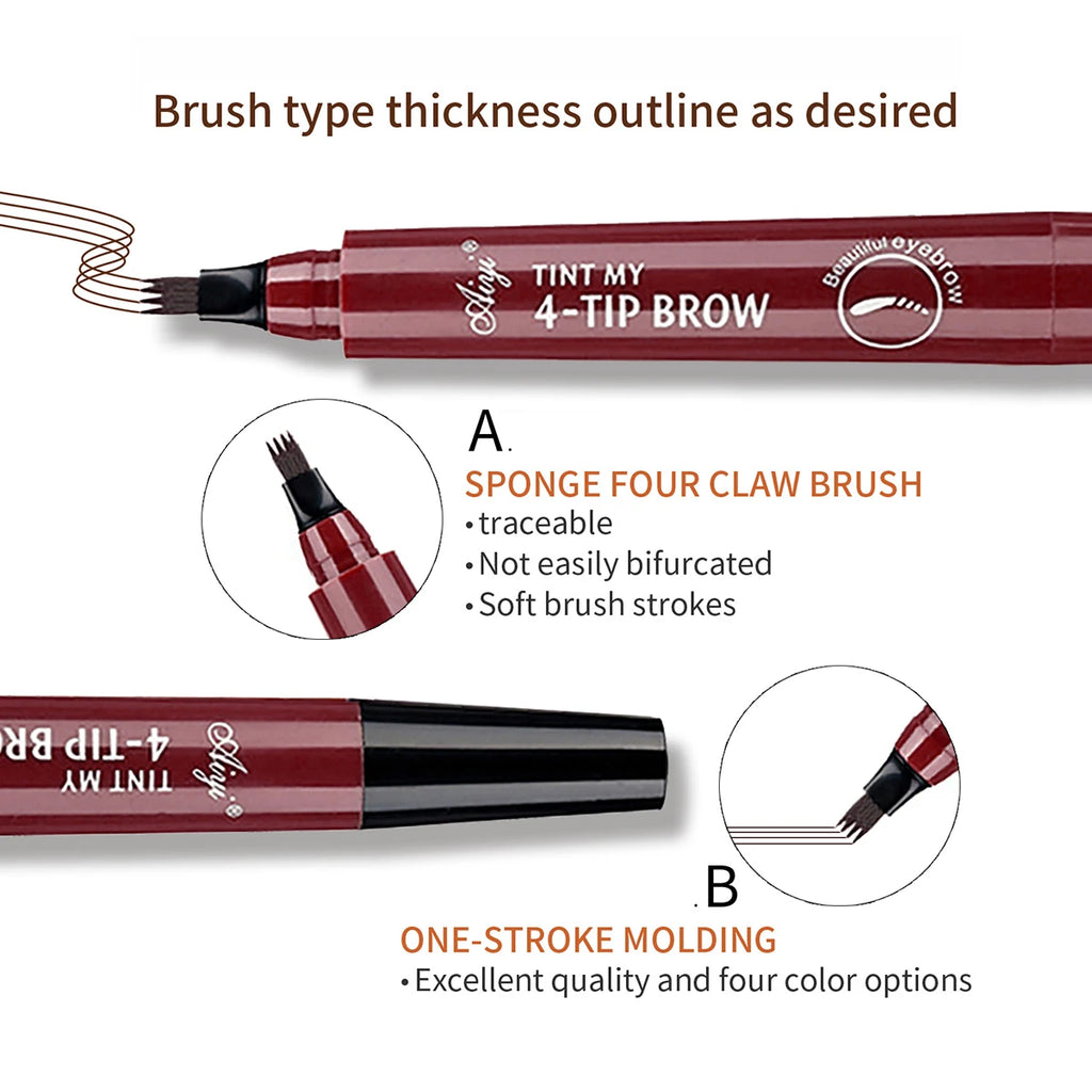 Crayon à sourcils microblading à 4 fourchettes, imperméable, maquillage naturel longue durée, cinq couleurs