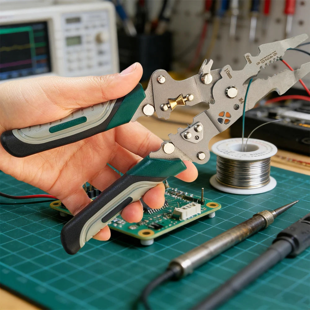 Pince à dénuder pliable, conception de poulie multi-fonction séparateur de fil d'électricien pince d'enroulement de fil pince à sertir outil à main