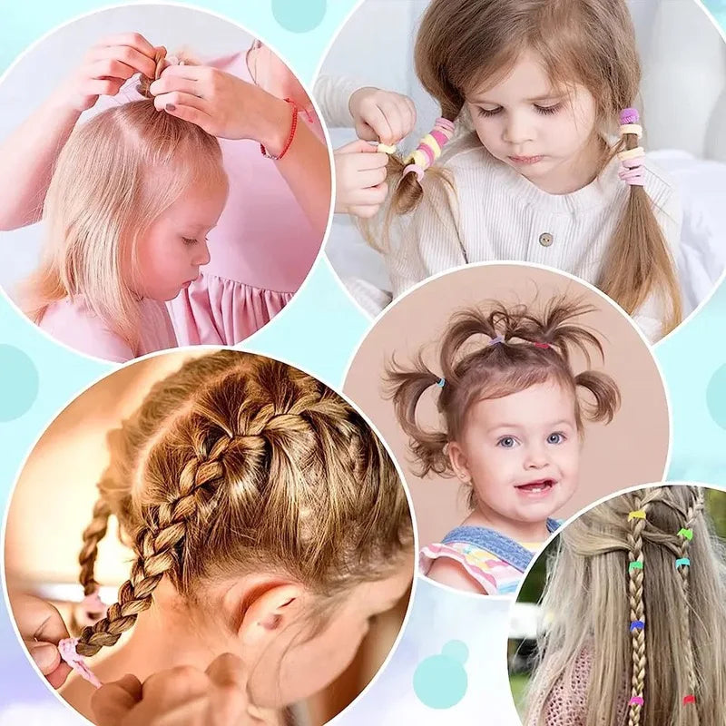 Clearance_200PCS Women Girls Colorful Nylon Elastic Hair Bands Ponytail Hold Small Hair Tie Rubber Bands Scrunchie Hair Accessor