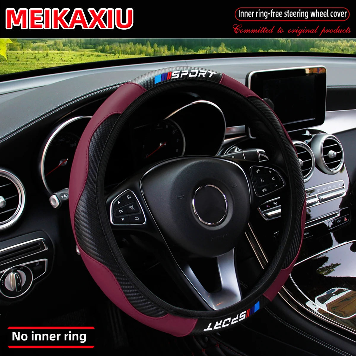 Le couvre-volant toutes saisons SPORT en fibre de carbone (sans bague intérieure) convient aux accessoires intérieurs automobiles de 37 à 38 cm