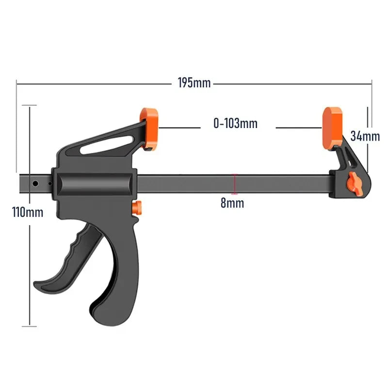 5/2pcs Woodworking Work Bar Clamp - 4 Inch Hard Quick Ratchet Release Clip, Special Hand Tool for Carpentry
