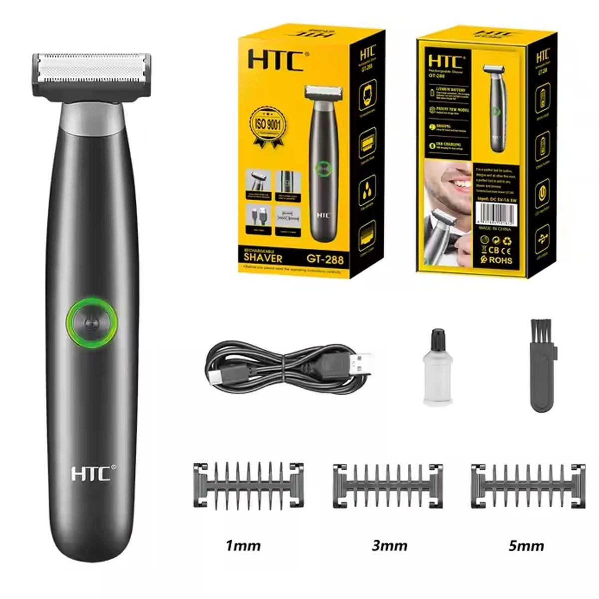 HTC Tondeuse électrique pour hommes à l'aine, tondeuse à poils pubiens, tondeuse de toilettage pour hommes, épilateur de bikini, rasoir rechargeable