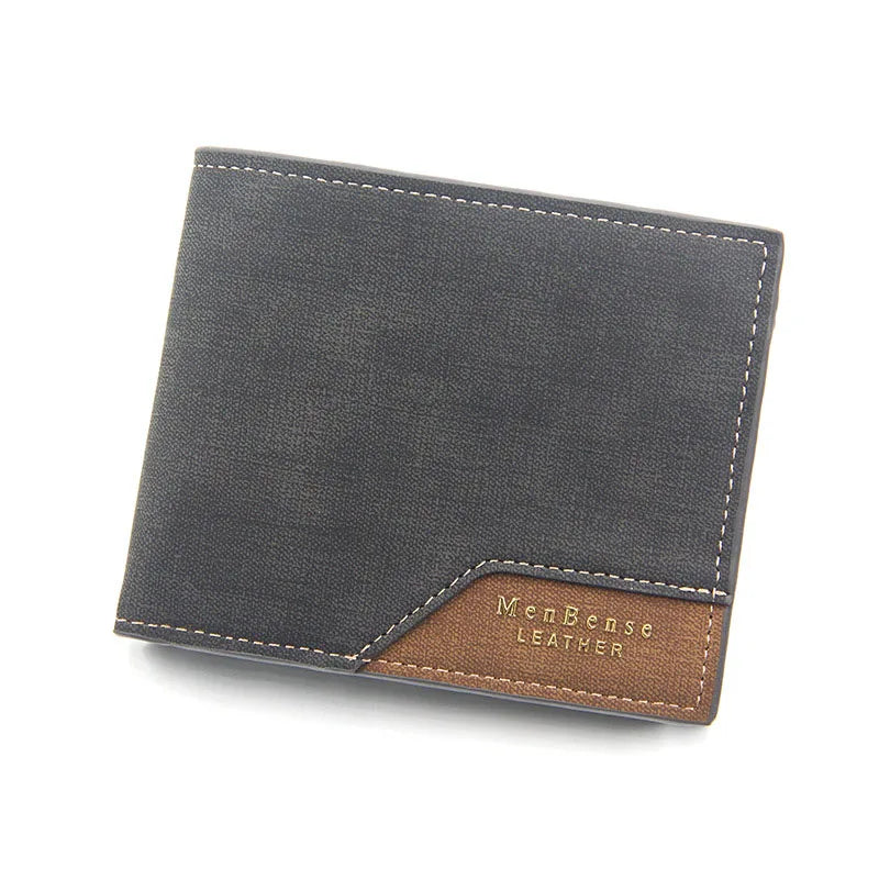 Portefeuille court pour homme, fin et classique, avec porte-monnaie et porte-photo, petit portefeuille masculin, porte-cartes de qualité, portefeuille en cuir givré pour homme