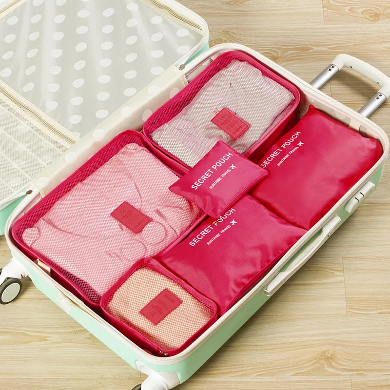 6pcs Set Travel Storage Bags Suitcase Packing Set Storage Cases Portable Luggage Organizer Clothes Shoe Foldable Organizer