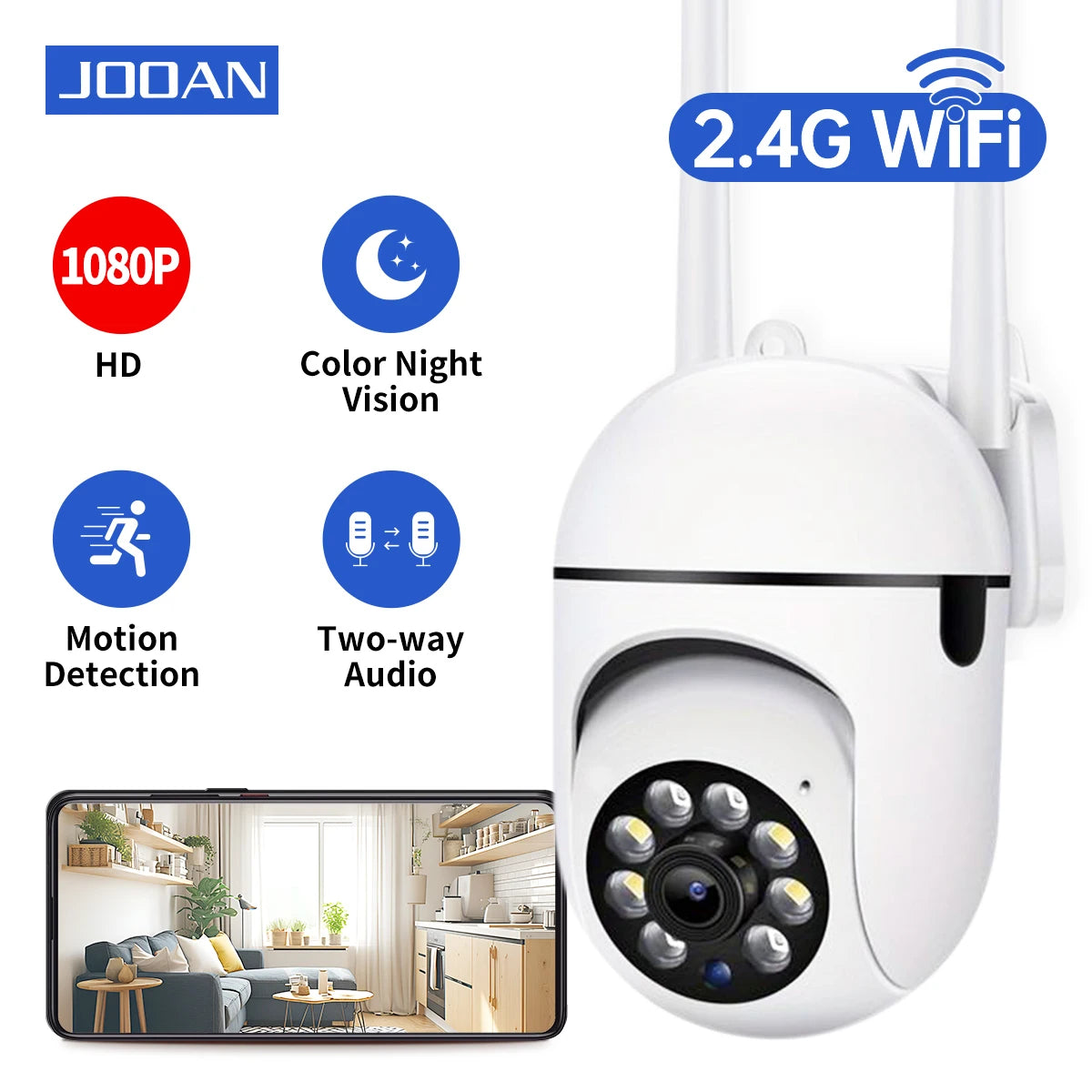 Jooan 1080P WiFi caméra de Surveillance 5x Zoom maison couleur nuit suivi automatique sécurité IP caméra intérieure CCTV caméra de Surveillance