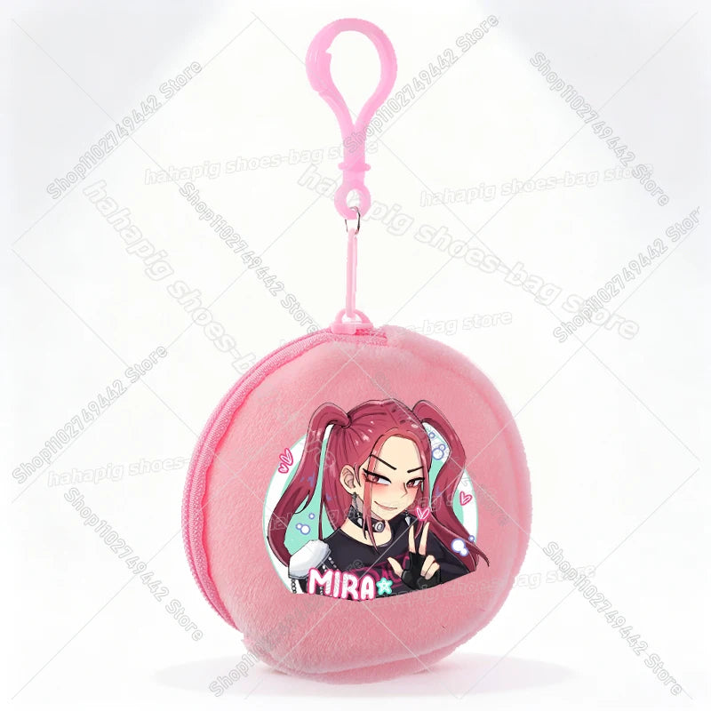 Mini porte-monnaie Kpop Demon Hunters pour fille, pochette ronde, portefeuille à fermeture éclair avec écouteurs et porte-clés, motif Zoey Mira Rumi, pour enfants