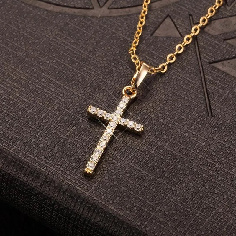 Pendentif croix incrustation de strass, colliers réglables pour femmes, couleur unie, pendentif d'été, bijoux pour femmes