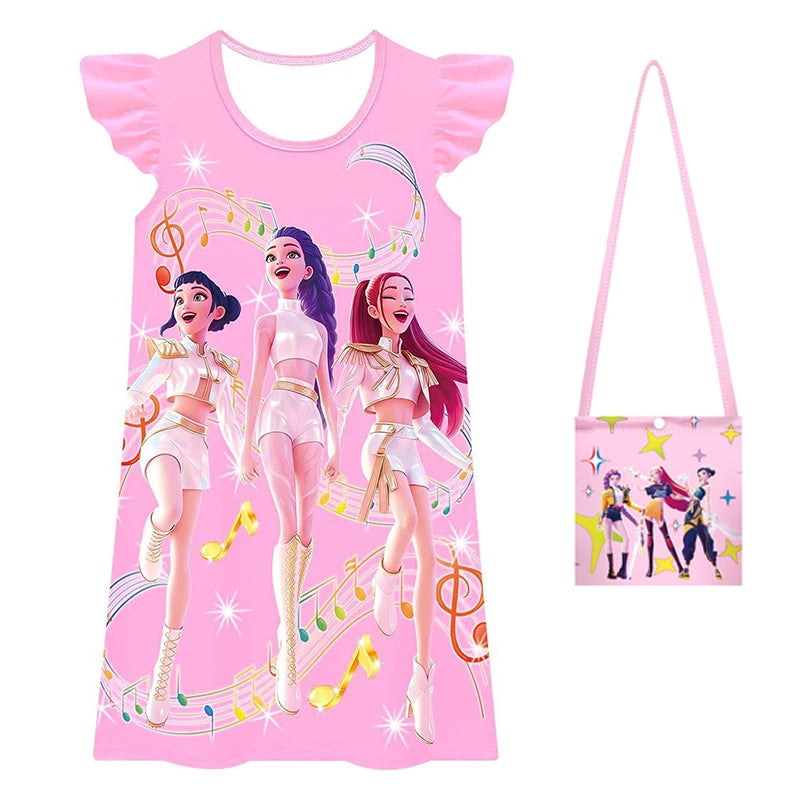 Pyjamas d'été pour enfants Kpop Demon Hunters, robe Zoey, robe de princesse, vêtements de nuit pour filles, pyjamas de fête