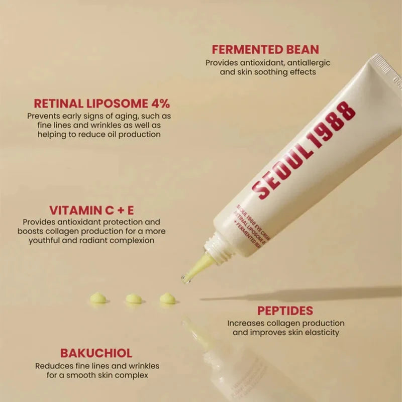 Séoul 1988 Coffret Sérum Crème Yeux et Visage au Rétinol et Ginseng - Soin Raffermissant, Hydratant, Anti-âge, Atténue les rides et ridules