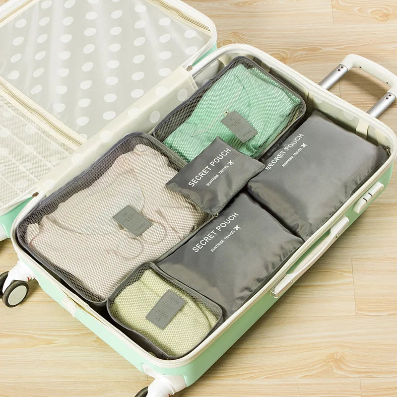 6pcs Set Travel Storage Bags Suitcase Packing Set Storage Cases Portable Luggage Organizer Clothes Shoe Foldable Organizer