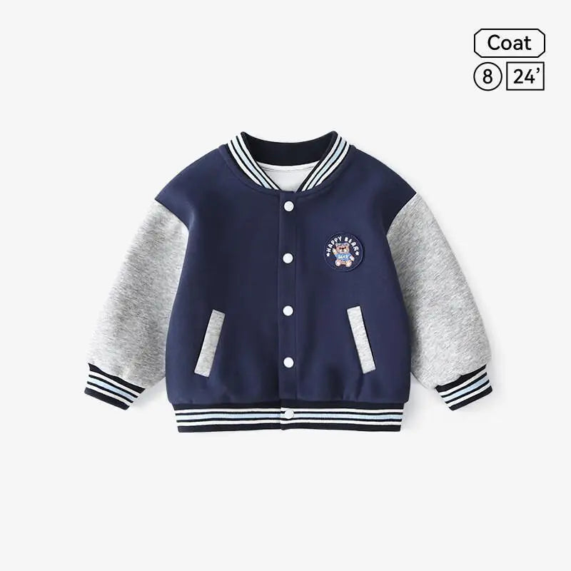 Collection printemps-automne 2025 garçons et filles - Vêtements d'extérieur tendance - Uniformes - Tenue décontractée - Veste de baseball à manches longues style dessin animé