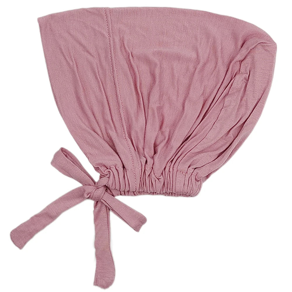 Turban musulman Modal, chapeau intérieur Hijab, sous-écharpe islamique, Bonnet indien, couvre-chef féminin, Turban Mujer Hijab avec corde
