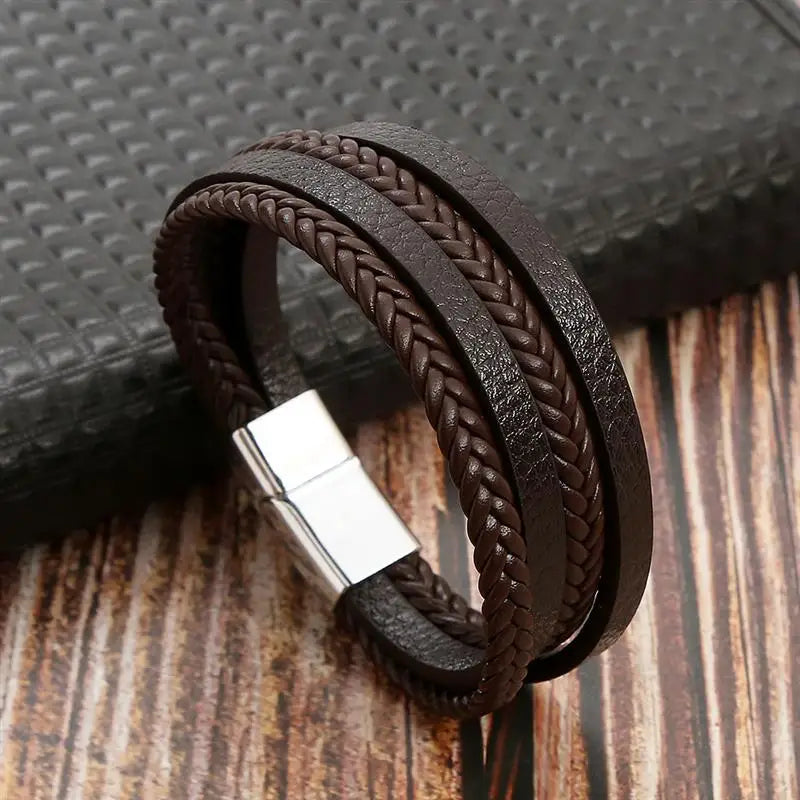 Bracelet en cuir classique pour hommes, nouveau Style, tissé à la main, multicouche, accessoire combiné, mode homme, bijoux, vente en gros, livraison directe