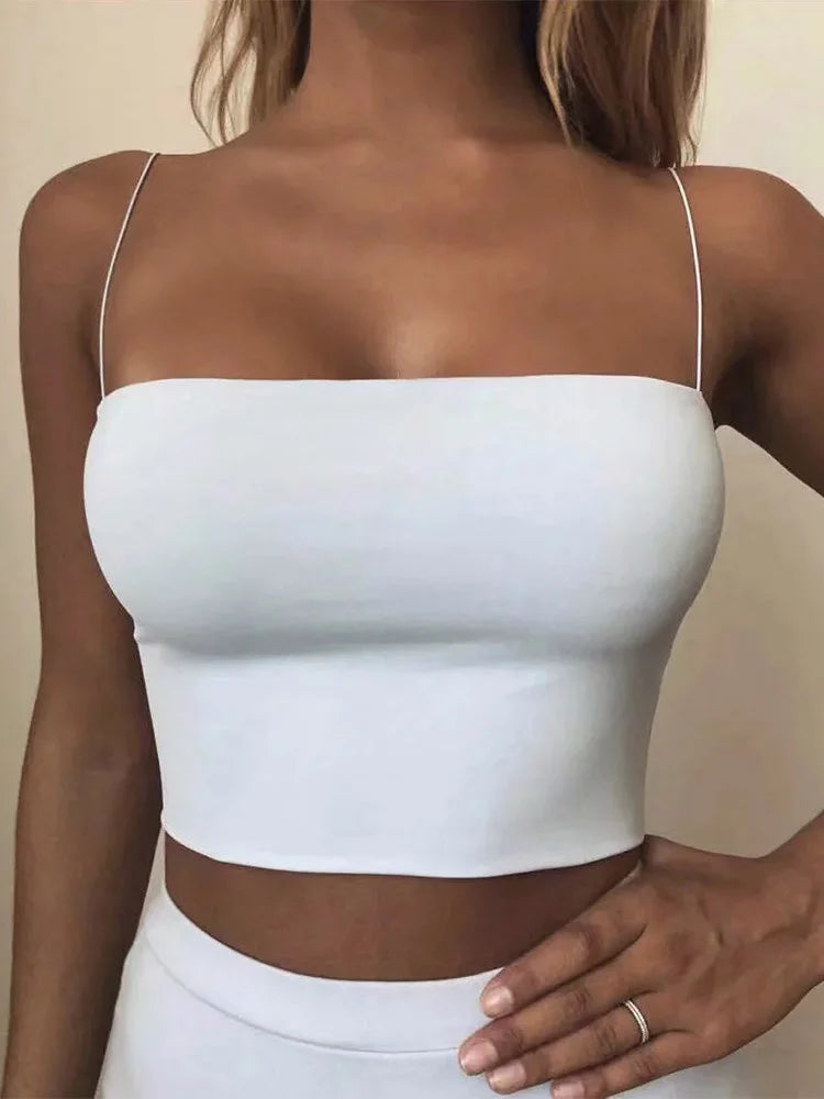 Débardeur court sexy en coton élastique pour femme, collection été 2022