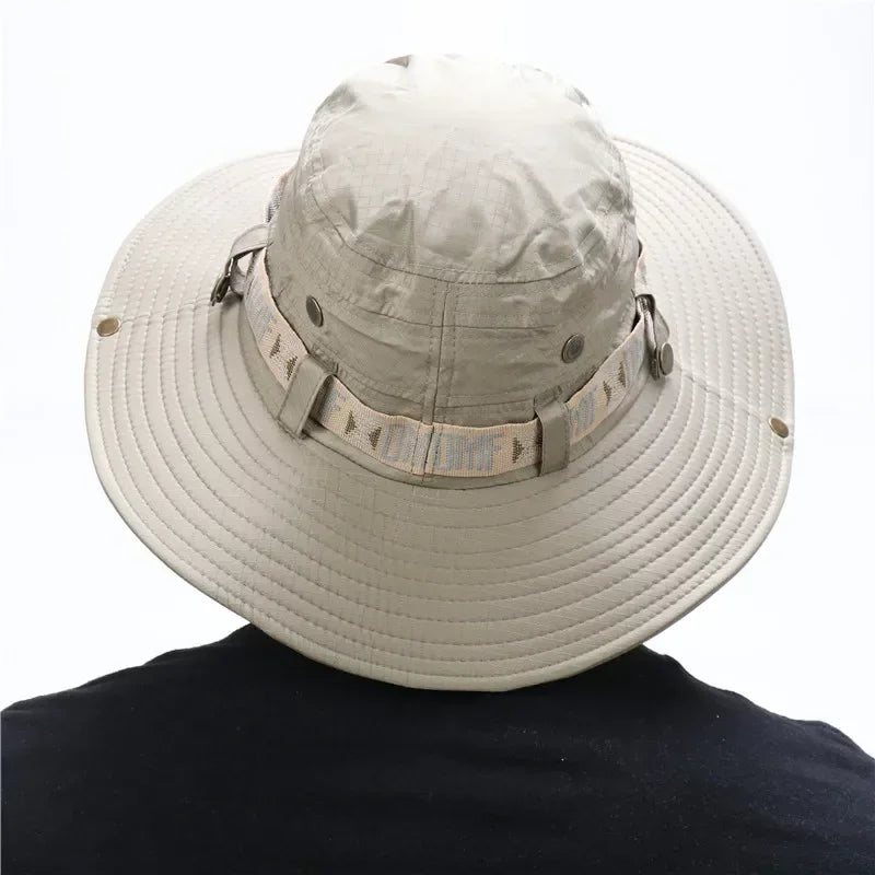 Chapeau seau d'été pour hommes, Protection UV en plein air, à large bord, Panama, Safari, chasse, randonnée, chapeau de pêcheur en maille, casquette de Protection solaire de plage