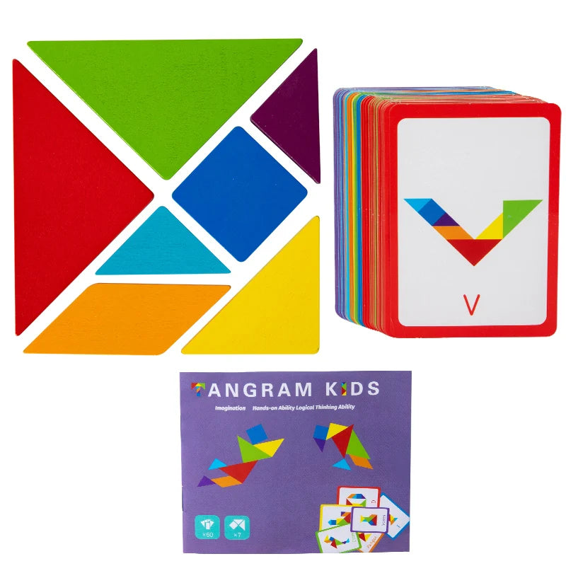 Puzzle Tangram 3D en bois, jeu de société, jouet éducatif Montessori pour enfants, outil pédagogique pour l'apprentissage des formes géométriques en maternelle