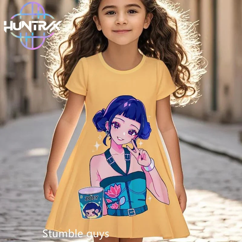 Robe d'été pour filles Kpop Demon Hunters, robe de plage à manches courtes, pyjama décontracté, motif dessin animé anime