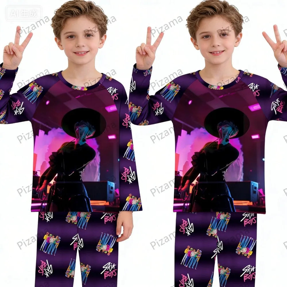 Pyjama K-Pop Chasseurs de Démons, ensemble 2 pièces pour enfants, manches longues et pantalon, collection automne. Convient aux garçons, filles, bébés et adolescents