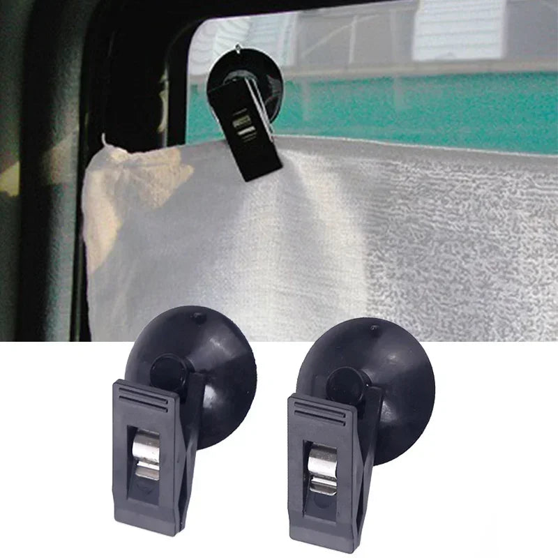 1 à 2 paires de fixations à ventouse noires pour vitre intérieure de voiture, support amovible pour pare-soleil, rideau, serviette ou ticket