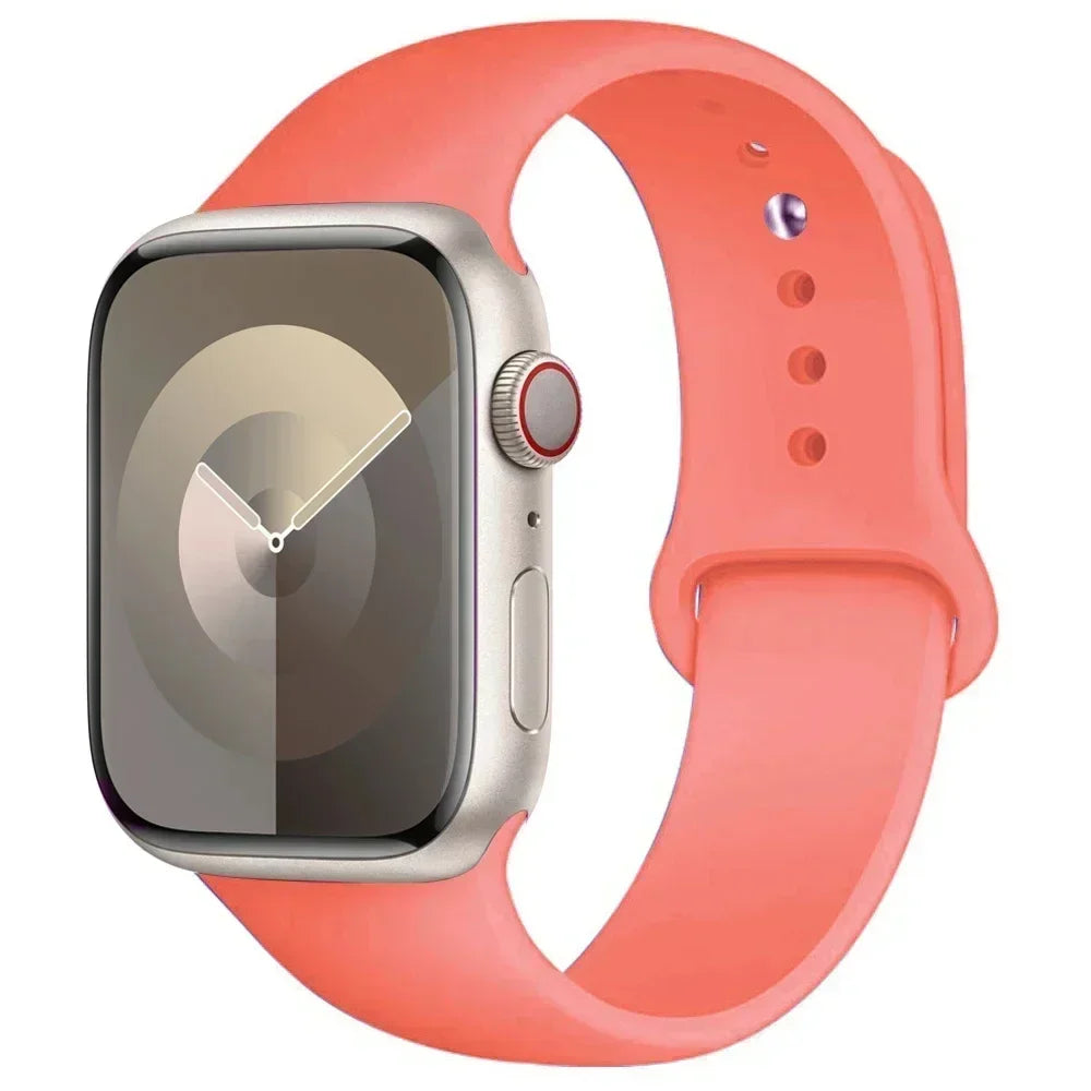 Bracelet en Silicone pour Apple Watch, 44mm 45mm 40mm 41mm 42-46mm, bracelet de sport iwatch série 8 7 6 5 4 9 10 11 SE-Ultra 2/3 49mm