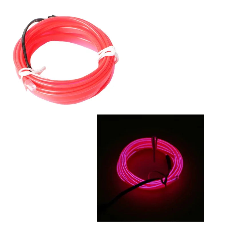 5m Car Interior Atmosphere Lighting LED Strip 5V DIY Flexible EL Cold Light Line Tube With USB Auto Decoration Ambient Lamp
