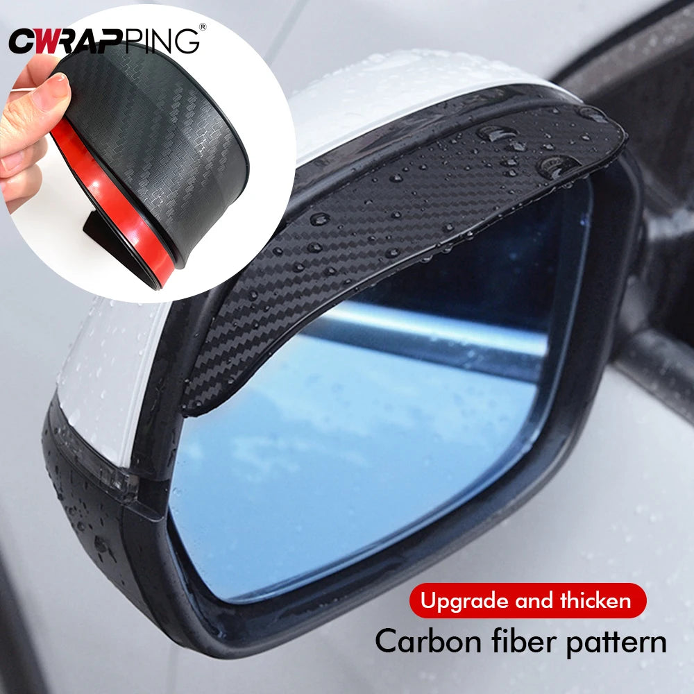 2 pièces rétroviseur de voiture pluie sourcil en Fiber de carbone pare-soleil ombre couverture protecteur Vision claire pour pluie voiture miroir accessoires
