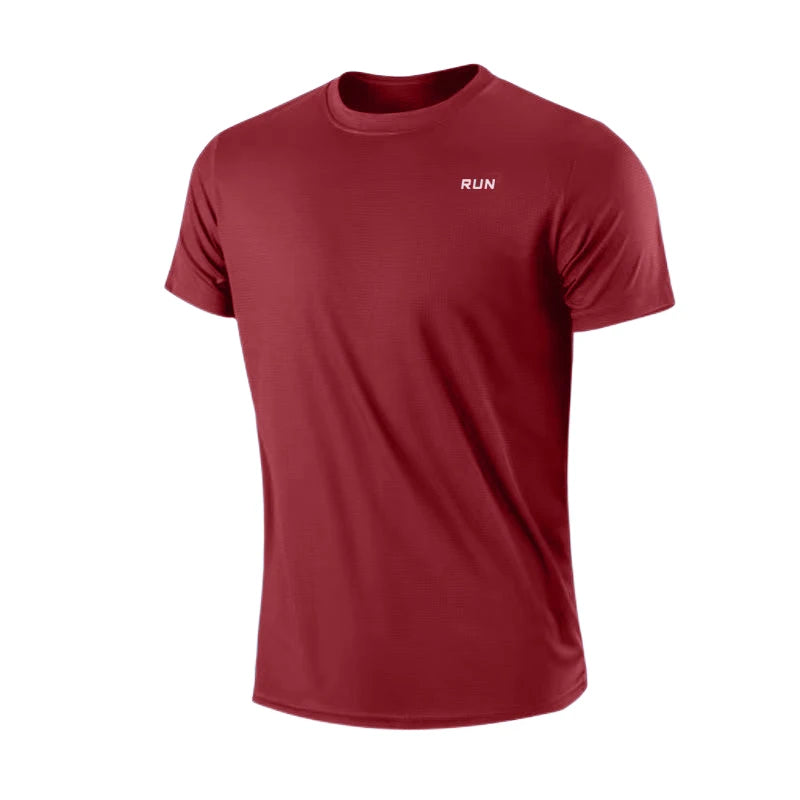 T-Shirt à manches courtes pour hommes, séchage rapide, course à pied, évacuation de l'humidité, col rond, entraînement, exercice, chemise de Sport, hauts légers