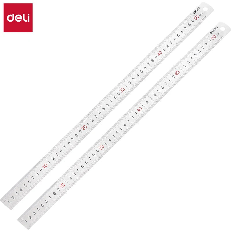 Deli Stainless Steel Ruler 15/20/30cm Metal Straight Ruler for Home School Precision Measuring Drawing Tool Supplies 1/2/5pcs