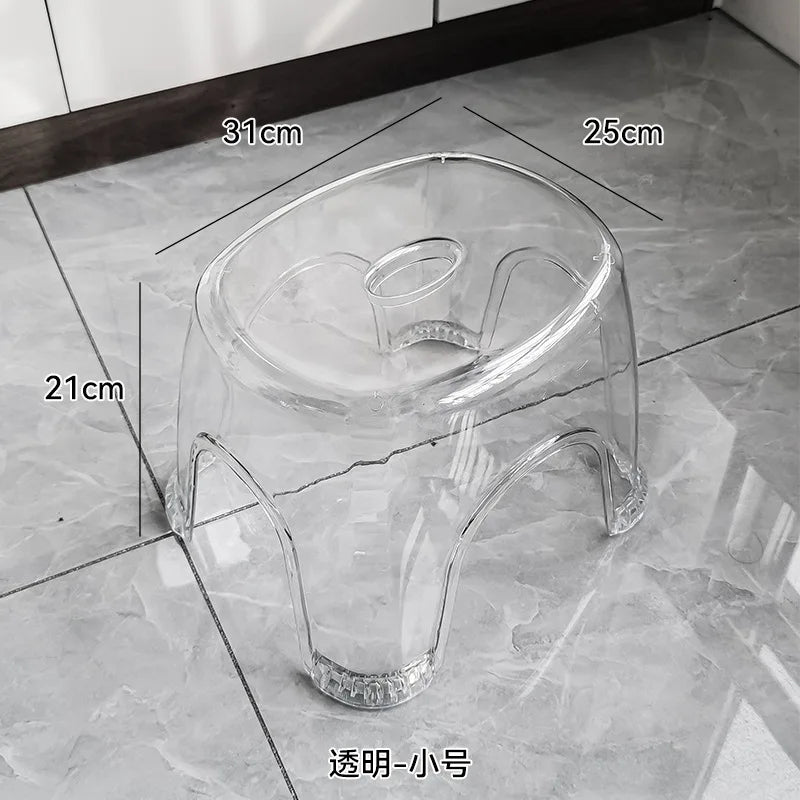 Tabouret de douche antidérapant en acrylique transparent, petit tabouret bas pour enfants, salon, salle de bain, mobilier moderne et épuré