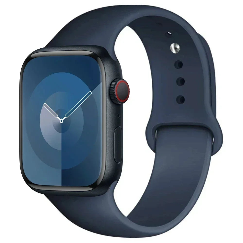 Bracelet en Silicone pour Apple Watch, 44mm 45mm 40mm 41mm 42-46mm, bracelet de sport iwatch série 8 7 6 5 4 9 10 11 SE-Ultra 2/3 49mm