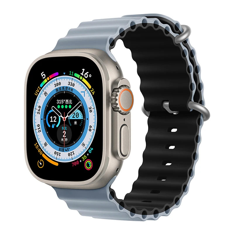 Bracelet océan en Silicone pour bracelets de montre Apple 45mm 46mm 40mm Ultra 2 49mm 44mm 41mm 38-42mm bracelet de sport série 10 9 8 7 6 5 4 SE