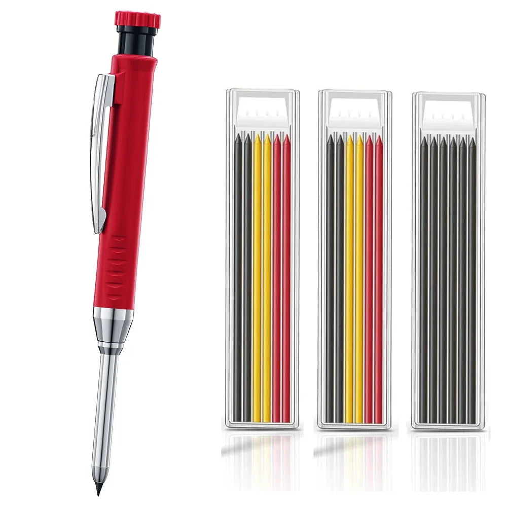 2pcs/set 2.8mm Carpenter Mechanical Pencil with Sharpener for Woodworking Construction Long Head Carpenter Pencil Stationery
