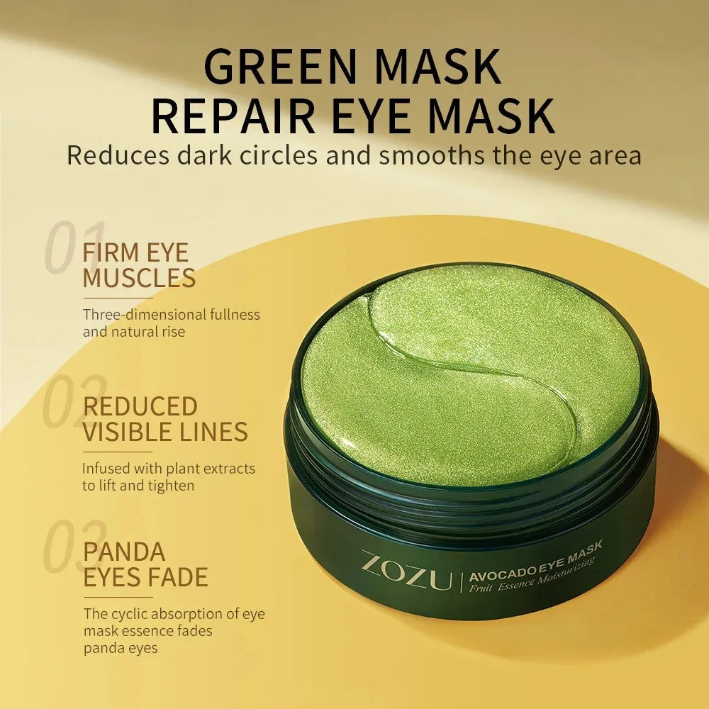 60/120 pièces Masques pour les yeux à l'avocat et à l'or Hydratants et raffermissants Atténuant les poches et les cernes Patchs pour les yeux anti-rides
