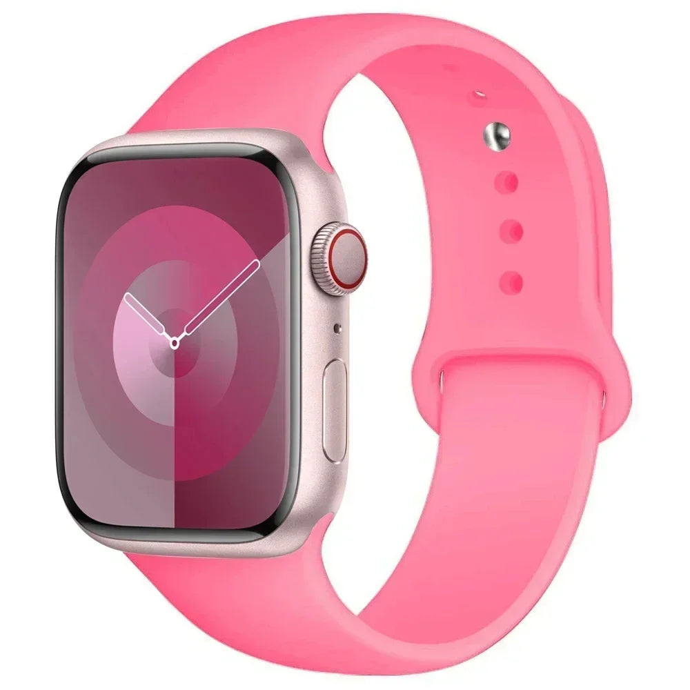 Bracelet en Silicone pour Apple Watch, 44mm 45mm 40mm 41mm 42-46mm, bracelet de sport iwatch série 8 7 6 5 4 9 10 11 SE-Ultra 2/3 49mm