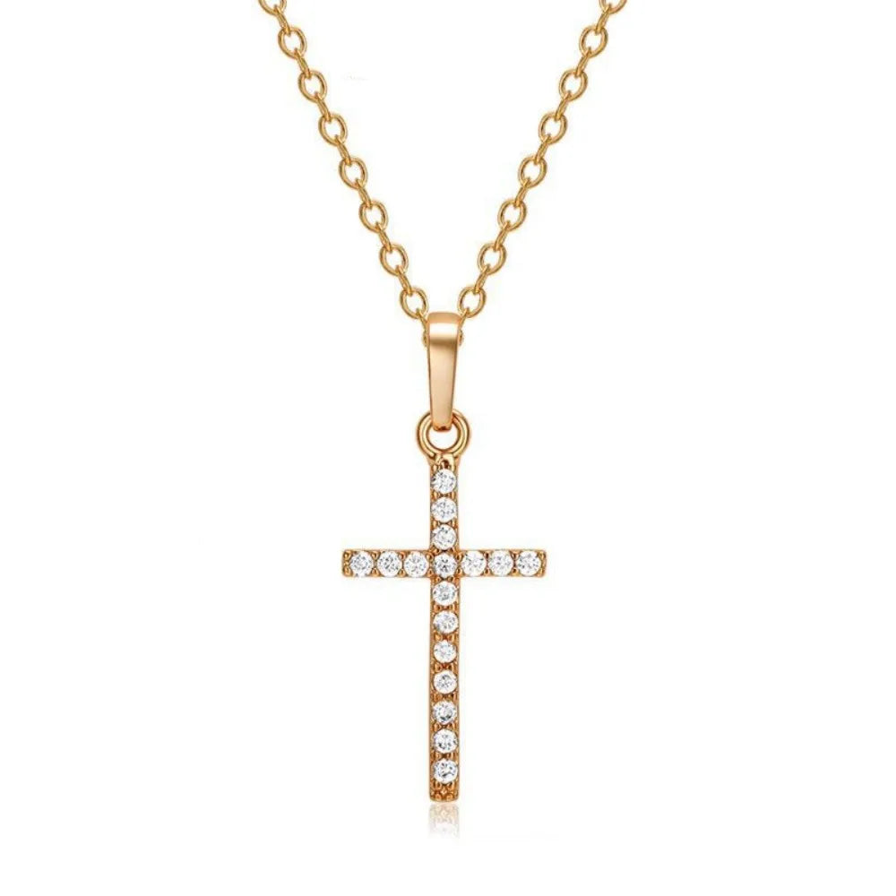 Pendentif croix incrustation de strass, colliers réglables pour femmes, couleur unie, pendentif d'été, bijoux pour femmes
