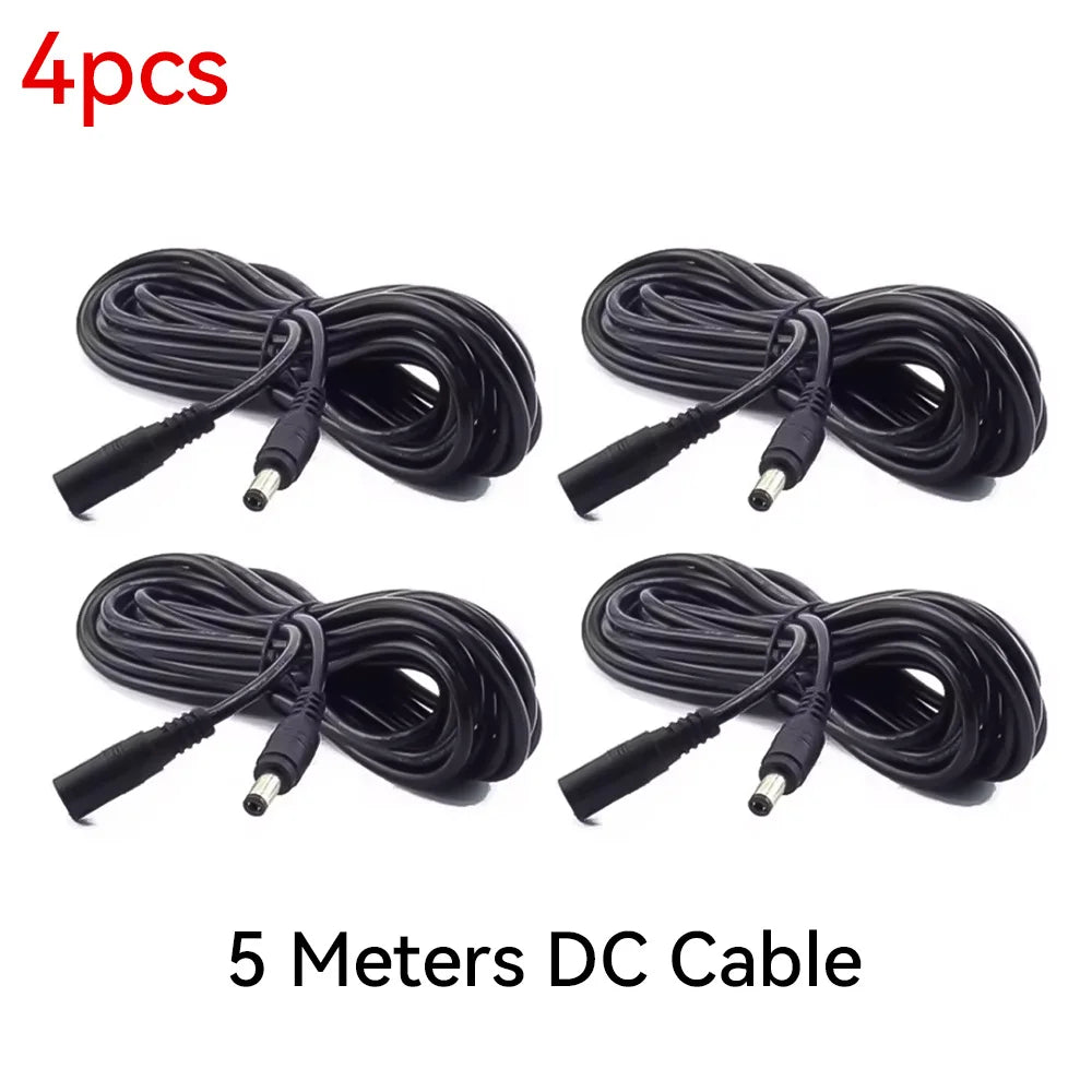 Cordon d'alimentation DC12V avec connecteur mâle vers femelle 5,5 x 2,1 mm pour caméra CCTV de sécurité Noir 3M 5M 10M Câble d'alimentation pour caméra IP