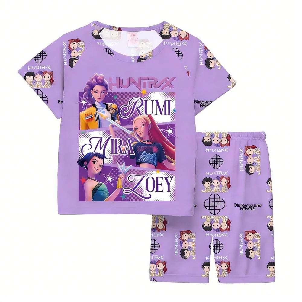 Pyjamas pour filles et enfants de 3 à 12 ans - Pyjama court d'été pour petits garçons - Thème Kpop Demon Hunters