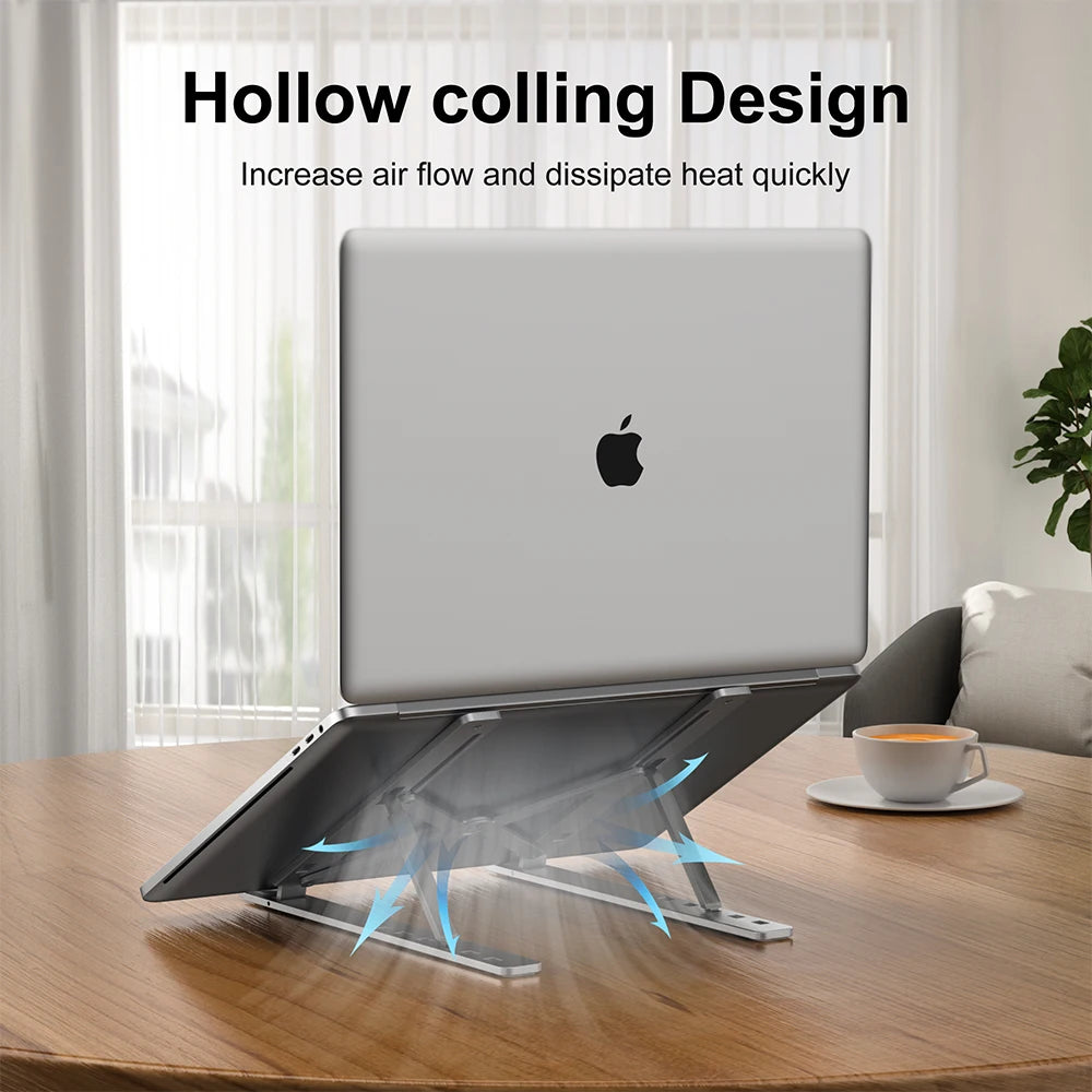 Support pliable en aluminium pour ordinateur portable, réglable et portable, compatible avec MacBook Air et Pro, et accessoires de refroidissement