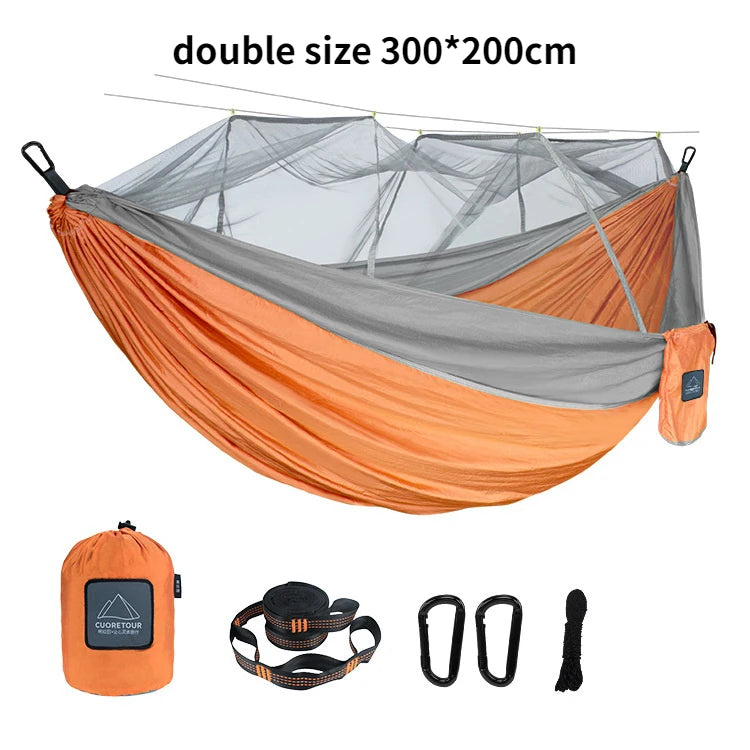 Tissu en nylon portable pour voyage, camping et couchage suspendu, disponible en tailles simple et double. Disponible en versions simple et double. Disponible en version portable et suspendue.