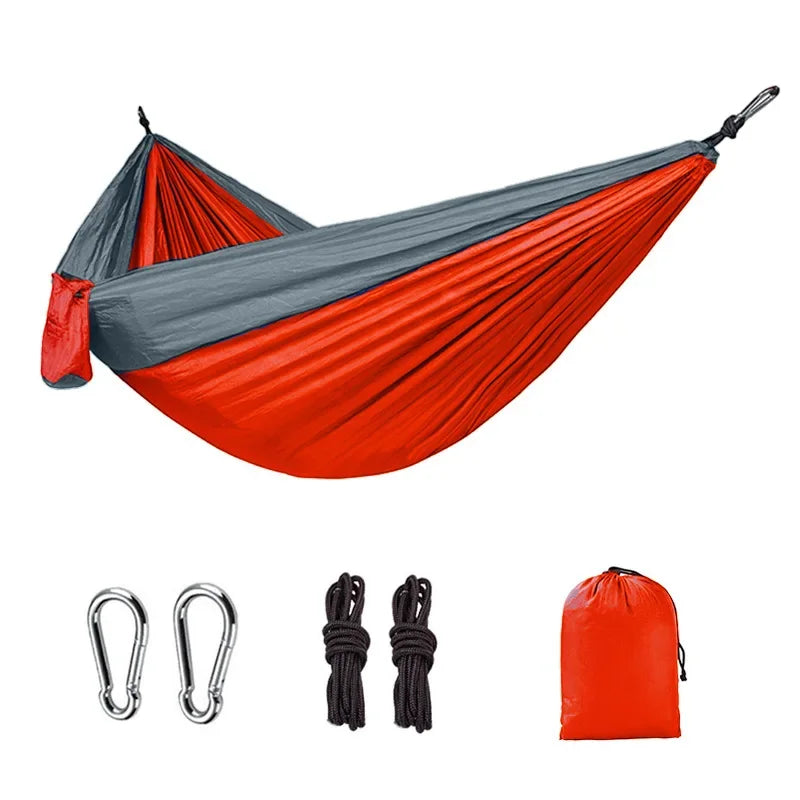 Hamac de camping une place en nylon assorti, en tissu parachute haute résistance, pour lit suspendu portable