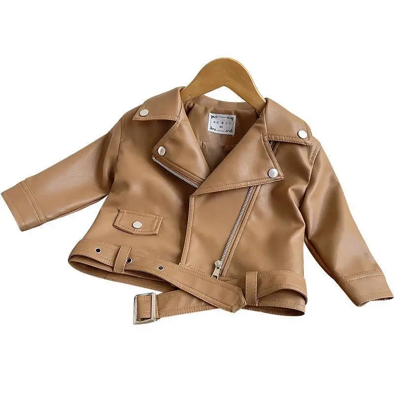 Vestes en cuir pour garçons et filles de 1 à 8 ans, manteaux classiques à mouche, vêtements d'extérieur à la mode pour bébés filles, printemps-automne