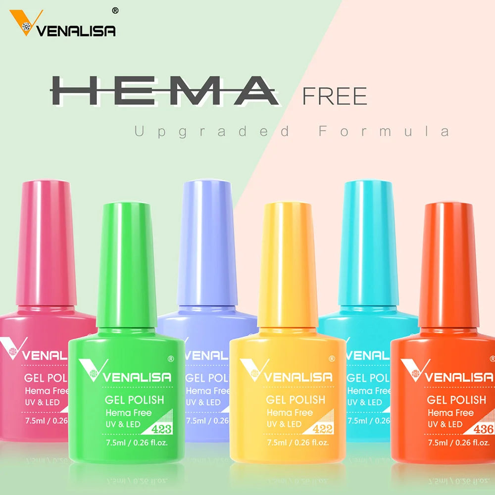 Vernis à ongles gel Venalisa 7,5 ml SANS HEMA, semi-permanent, UV/LED, couvrance totale, texture ultra-douce, manucure sublime