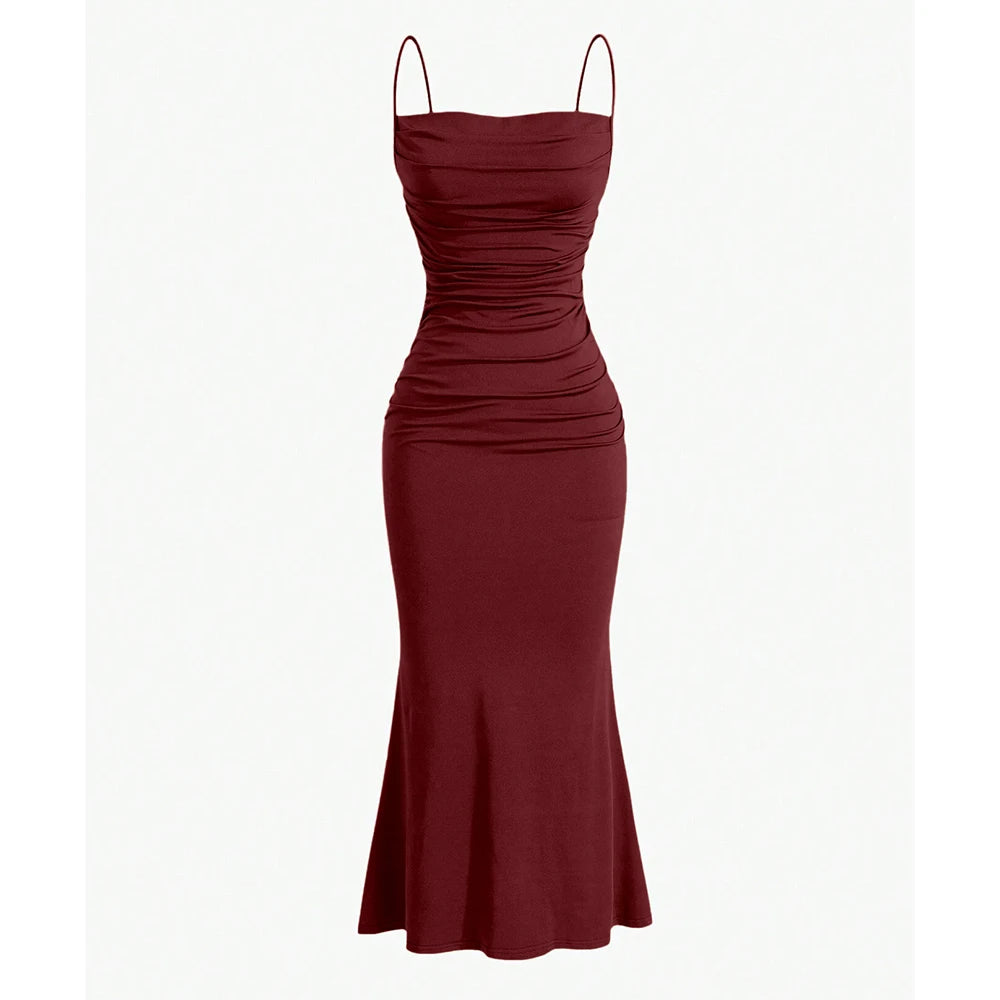 Mia Muse robes de soirée pour femmes Maxi bretelles Spaghetti élégant mince soirée invité de mariage multicolore été robes de demoiselle d'honneur