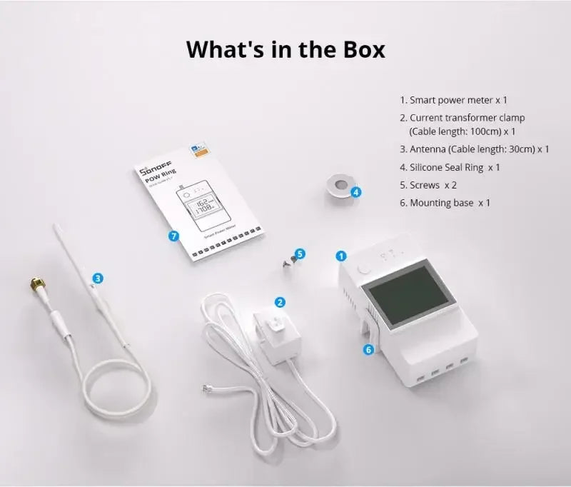 SONOFF POWCT POW Ring Compteur d'énergie intelligent Transformateur de courant 100 A Moniteur d'énergie Contacteur Compatible avec Alexa et Google IFTTT