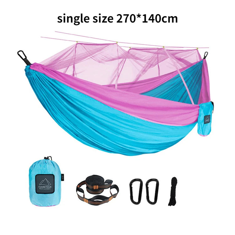 Tissu en nylon portable pour voyage, camping et couchage suspendu, disponible en tailles simple et double. Disponible en versions simple et double. Disponible en version portable et suspendue.