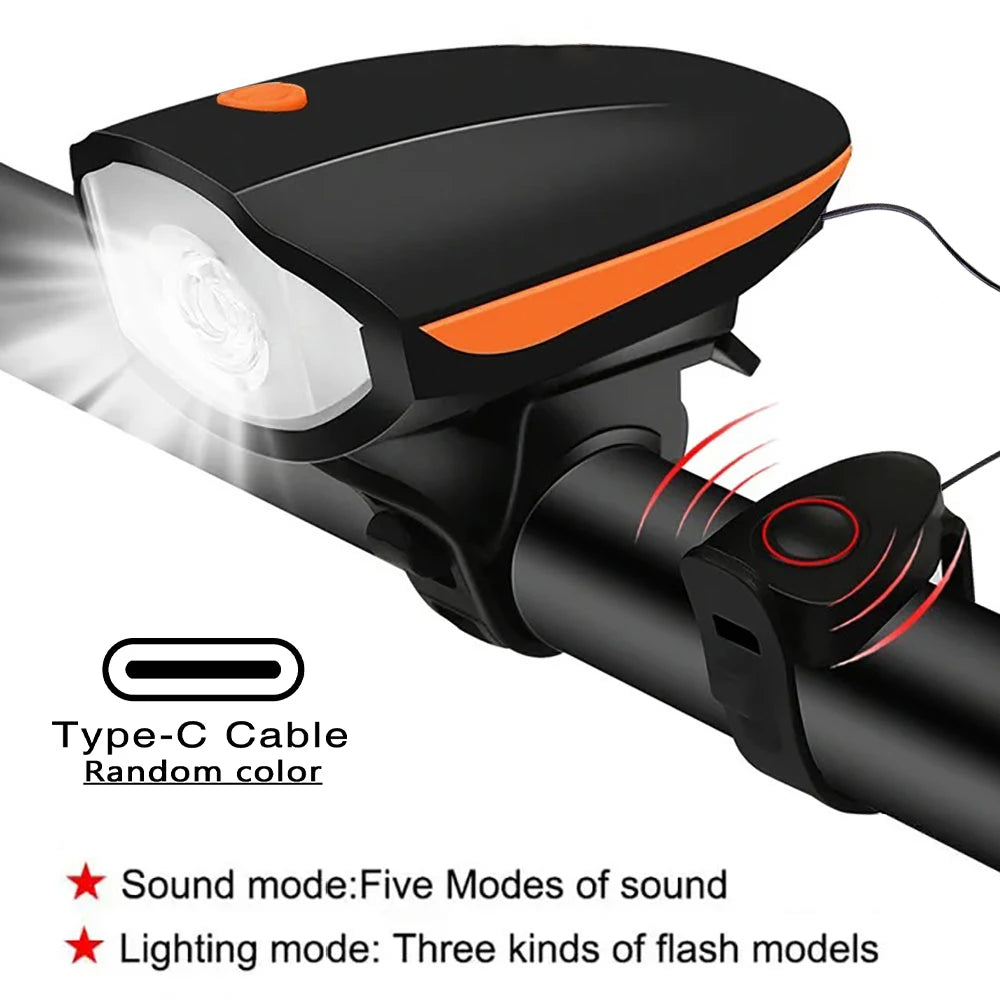 Waterproof 3 Modes Bicycle Headlight USB Rechargeable Mountain Bike LED Flashlight Safety Night Riding Bike Accessories