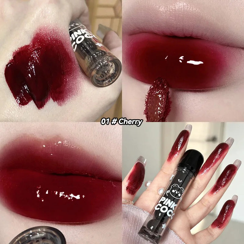 Gloss à lèvres effet miroir Ours Adorable - Rouge à lèvres liquide longue tenue, hydratant et sans transfert, à la texture aqueuse - Brillance luxueuse