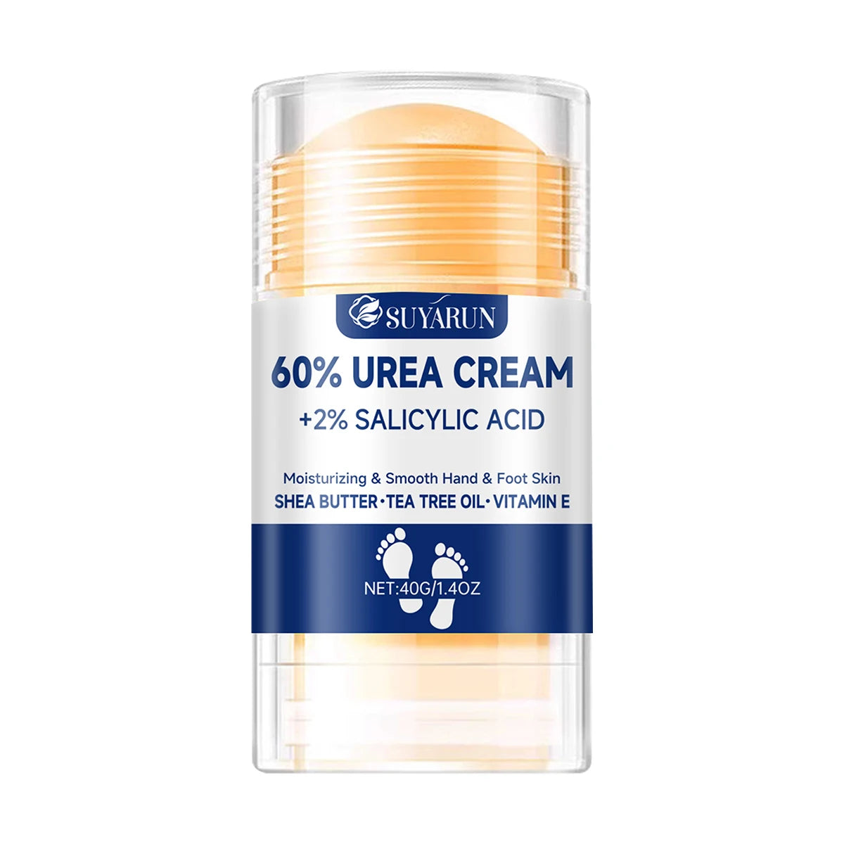 SUYARUN 60 % Urea Foot Cream Stick - Hydratant et exfoliant, réparation du talon fissuré, hydratation profonde pour pieds secs, protection prolongée