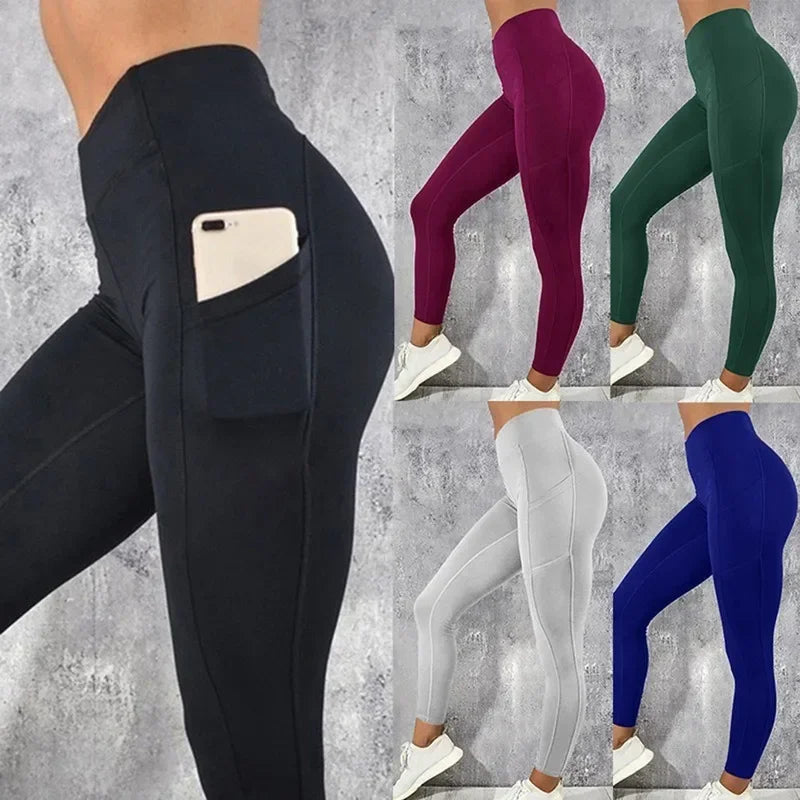 Yoga Fitness femmes Leggings taille haute collants avec poche gymnastique entraînement en cours d'exécution extensible Sexy bout à bout levage décontracté pantalon slim
