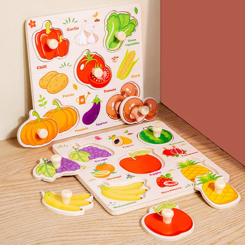 Puzzles en bois Montessori pour enfants, jeu de puzzle manuel, jeu de poissons pour développer la cognition et l'éveil des parents et des enfants